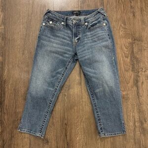 True Religion Jennie Curvy Capri Jeans Size 29 Mid Rise Skinny Flap Pockets Y2K